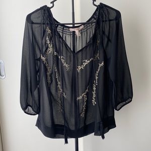 Black and Gold Sheer Top